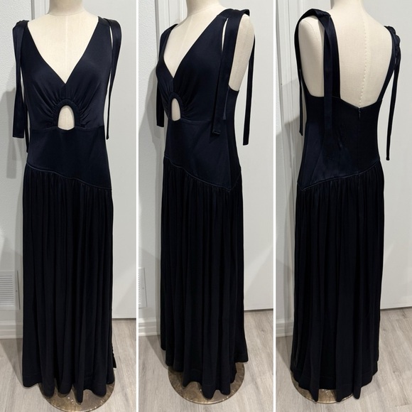 3.1 Phillip Lim Navy Satin Maxi Gown Dress - Size 6 - Picture 4 of 8